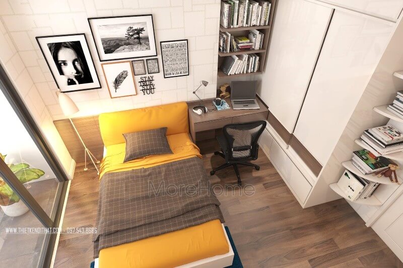 Tủ quần áo từ gỗ công nghiệp acrylic màu trắng trang nhã vừa mang đến tính thẩm mỹ cao vừa tạo cảm giác cơi nới cho không gian Mẫu nội thất chung cư đẹp