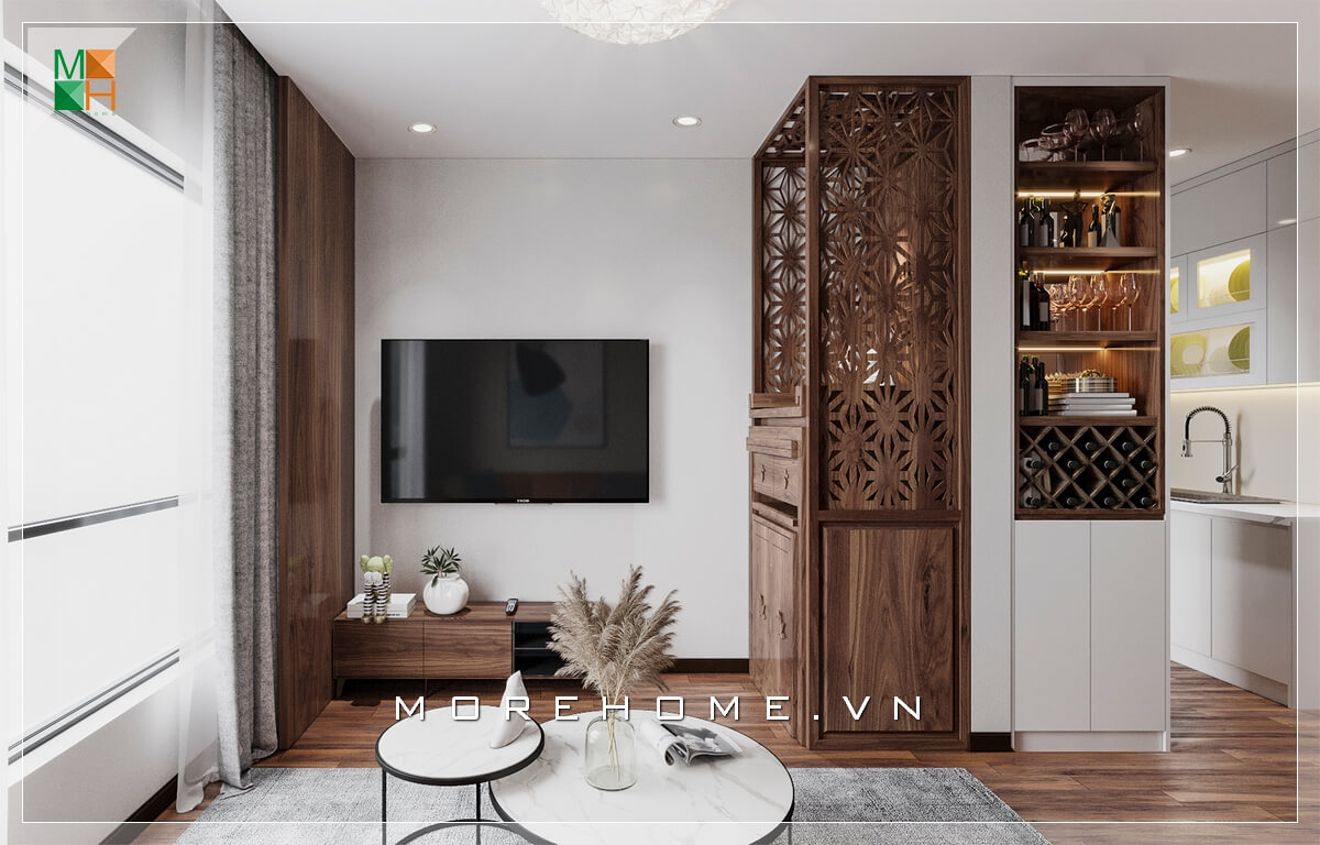 Mẫu tủ kệ gỗ trang trí với chạm khắc họa tiết đẹp mắt và độc đáo.