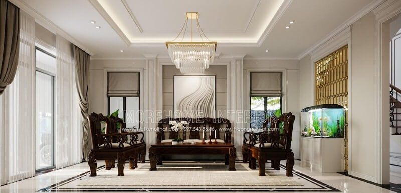 Tranh trang trí treo tường đẹp tạo điểm nhấn ấn tượng cho phòng khách.