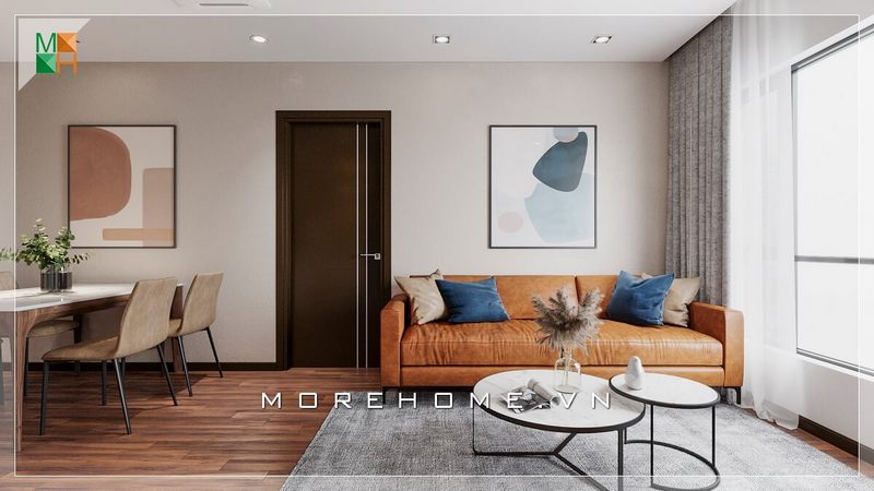 Cách bày trí tranh canvas trong không gian phòng khách chung cư cũng rất độc đáo và hiện đại.