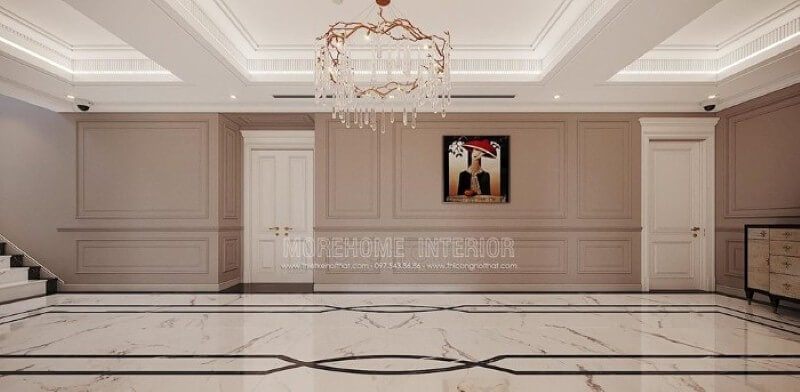 Không gian hành lang được Trần Thạch Cao trang trí sang trọng.