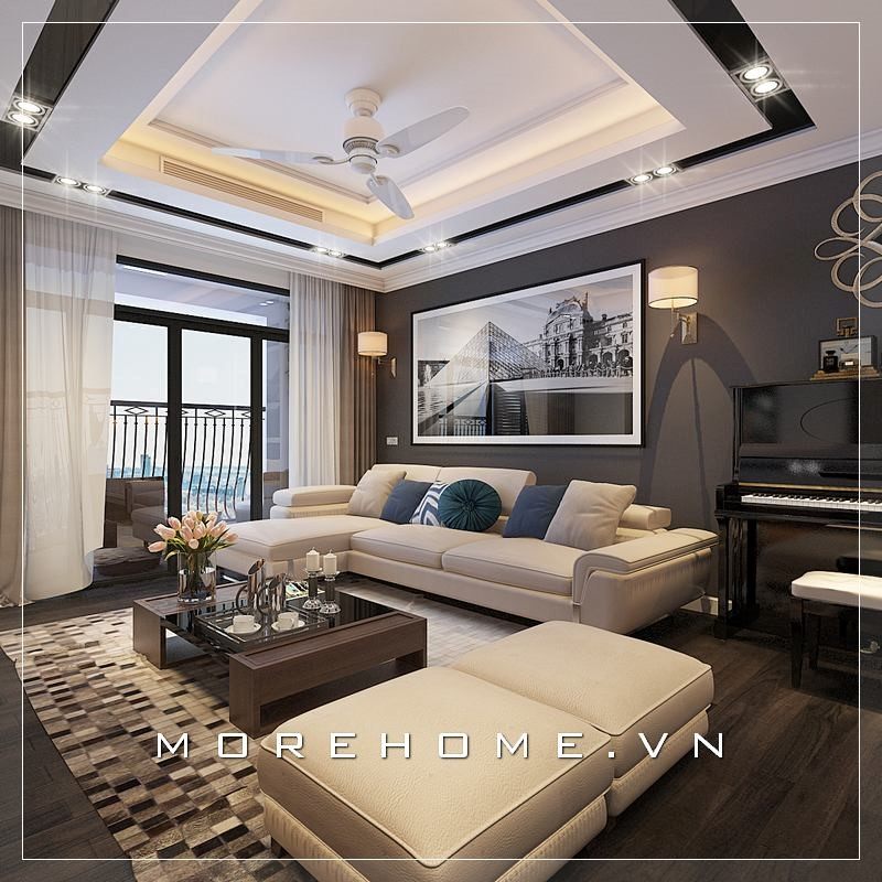 Ghế sofa bọc da trong phòng khách mang lại cảm giác thoải mái và dễ chịu khi sử dụng.